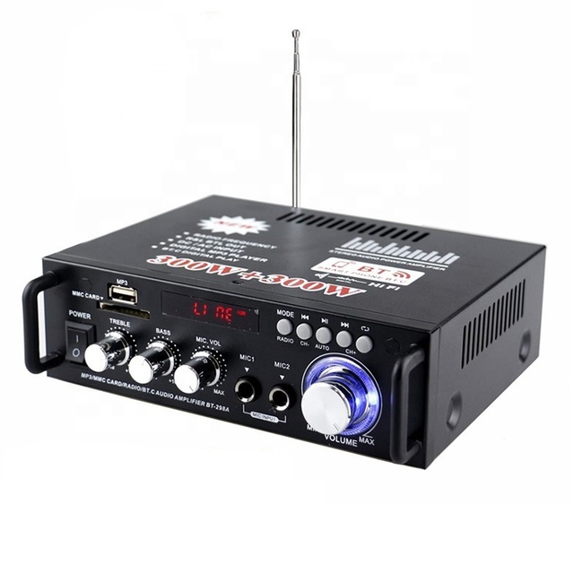 Professional Portable Public Address Power Amplifier DC12V AC110 or 220V With 2MIC Usd SD Wireless BT 5.0 FM