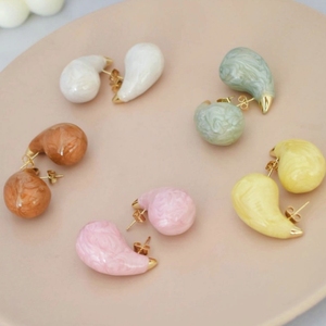 Set di Orecchini a Goccia Placcati con Effetto Goccia d'Olio, Stile Esagerato, Gioielli <span class=keywords><strong>Bottega</strong></span>, Orecchini a Cerchio per Donne - Product Image 2