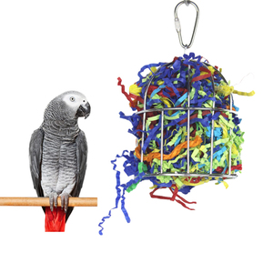 Stainless Steel Bird Foraging Chewing <strong>Parrot</strong> Cage for Macaw African <strong>Grey</strong> Cockatoo Cockatiel Hanging Shredded Paper Foraging <strong>Toy</strong> - Product Image 1