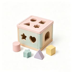 Cube de tri de formes en bois personnalisé par le fabricant, jeu de reconnaissance de blocs colorés faits à la main, jouet en bois Montessori du Vietnam - Product Image 5