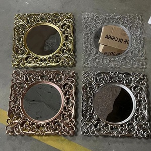 6 couleurs carré courtois robuste Vintage dentelle en détresse décor miroir bol de fruits plateau décoratif chargeur assiettes pour mariage - Product Image 1