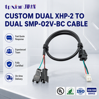 Kabel Harness Konektor Rakitan Kustom XHP 2P Dual SMP-02V-BC Inti Tembaga PVC Pitch 2.5mm 36V Panjang 1m Layanan OEM ODM