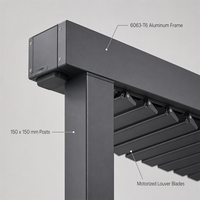 Pergola motorisée en aluminium à lames orientables, robuste et de qualité commerciale, pour jardin, terrasse, extérieur