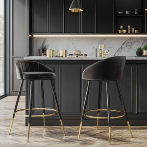 Wholesale <b>Adjustable</b> Stylish Comfort Luxury Modern Wood Frame <b>High</b> Bar Stool <b>Chair</b> with Backrest for Hotel Dining Commercial Use - Product Image 3