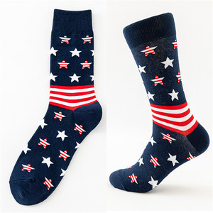 Venta al por mayor Hombres Mujeres Gran Tamaño Grande América EE. UU. Bandera Estrellas y Rayas Vestido Calcetines Algodón Moda Crew Sock - Product Image 4