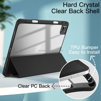 Pour iPad Pro 11 pouces étui 4ème/3ème/2ème/1ère génération 2022 2021 2020 2018 avec porte-crayon coque arrière transparente veille automatique