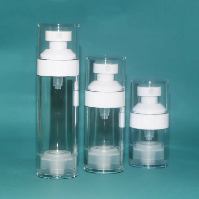 पुनर्नवीनीकरण प्लास्टिक वायुहीन बोतल 50ml वायुहीन सफेद वैक्यूम सीरम प्लास्टिक वायुहीन बोतल