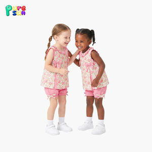 Set di Abbigliamento Estivo per Bambine Puresun con Stampa Floreale, Pantaloncini con Fiocco, 100% Cotone - Product Image 1