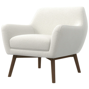 Nouveau fauteuil pivotant Panom blanc en bouclette moderne - Meuble durable et portable pour salon, chambre, salle à manger et hôtel - Product Image 4