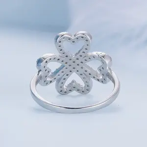 Jilina Chất Lượng Cao 925 Sterling Silver Bạc May Mắn Bốn Lá Vòng Cỏ Ba Lá Cho Phụ Nữ Món Quà Sinh Nhật Pave Thiết CZ Đồ Trang Sức Mỹ Bsr399