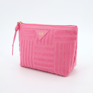 Sacs <span class=keywords><strong>de</strong></span> vanité légers à fermeture éclair Oem personnalisés éponge douce <span class=keywords><strong>trousse</strong></span> <span class=keywords><strong>de</strong></span> <span class=keywords><strong>toilette</strong></span> rose pochette cosmétique <span class=keywords><strong>trousse</strong></span> <span class=keywords><strong>de</strong></span> maquillage en tissu éponge - Product Image 3