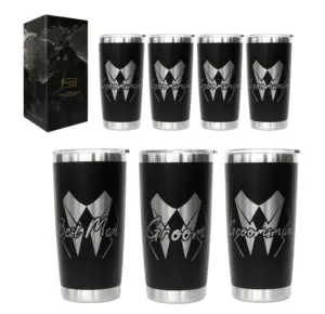 Wedding Gifts Powder Coated 20 oz 304 Stainless Steel Vacuum Insulation Coffee Tumbler with Laser Bow Tie Curlicue Logo