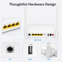 Módem HGU ONT GPON/EPON/XPON con Certificación CE FCC RoHS, 4GE+VOIP+USB+WIFI, Antenas Externas Dobles de 5dBi