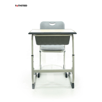 Ensemble bureau et chaise pour étudiant universitaire, hauteur fixe, mobilier scolaire moderne, structure métallique, table d'étude individuelle pour salle de classe