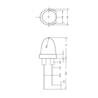 LED de 8mm Súper Brillante Rojo de 25 Grados y 0.5W, Componentes de Lámpara LED de Alta Calidad, Cabeza de Bala, Soporte Grande, Certificado RoHS