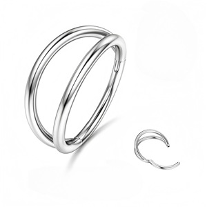 Anneau de nez en acier inoxydable, cercle géométrique avec zircon incrusté, serti pavé, bijou de piercing pour usage quotidien - Product Image 3