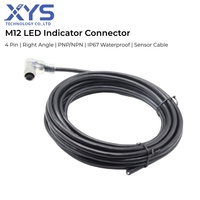 Connecteur d'indicateur LED à code M12, 4 broches, câble à angle droit pour l'automatisation des capteurs