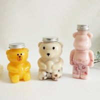 Bouteilles en plastique vides en forme d'ours de 12 oz/16 oz, vente en gros, jetables, transparentes, pour jus d'ours, avec bouchon en aluminium