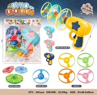 2-in-1 LED-Flugscheiben-Wurfpistole mit Leucht-Gyro-Kreisel für Kinder – Outdoor-Spielzeug für den Garten