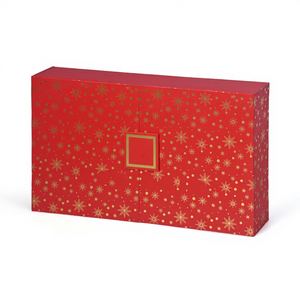 Boîte de calendrier de l'avent de luxe rouge avec numéros en feuille d'or et texte russe pour usage cosmétique - Product Image 3