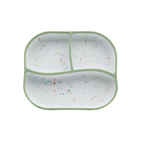 Assiette et bol exclusifs transfrontaliers 2024 pour enfants, en silicone bicolore couleur bonbon, avec séparateur, résistant aux chutes et ventouse, pour bébé