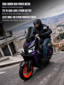 Motocicletta Elettrica Pronta per l'Esportazione con Motore da 3000W, Batteria al Litio 72V50AH, Luce Ambientale a Sette Colori e Freno a Disco Integrato nel Mozzo della Ruota - Product Image 2