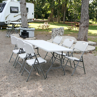 Table à manger moderne portable en plastique PEHD pliable en bois métal acier pour hôtel chambre hôpital extérieur sous-sol parc utilisation