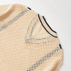 Pull en tricot à col en V à manches courtes pour femme, style rétro chic décontracté, avec couleurs assorties, nouvelle arrivée automne 2025 - Product Image 5