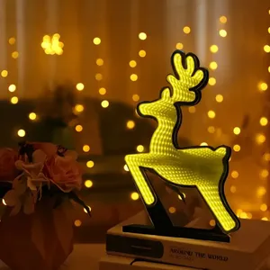 Lumière néon cerf alimentée par USB avec miroir à mille couches - Étanche pour les fêtes, les festivals et la décoration de centres commerciaux - Cadeau pour la maison - Product Image 1