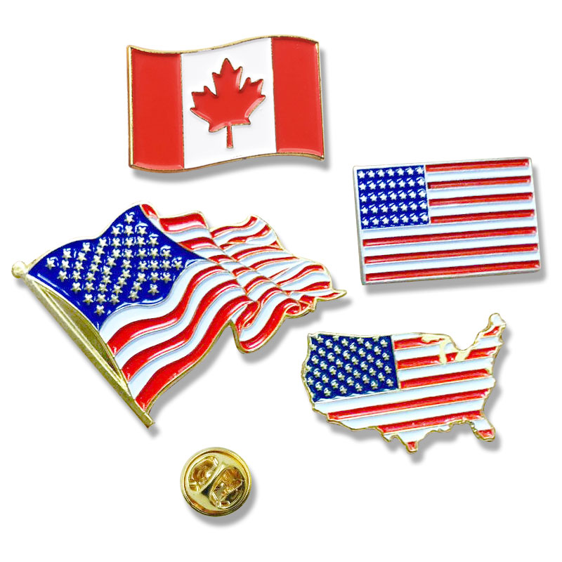 Custom Badge Canadian Flag American Flag Soft Enamel Metal Travel Souvenir Wholesale Printing Iron Europe Feng Shui 001 CN;GUA