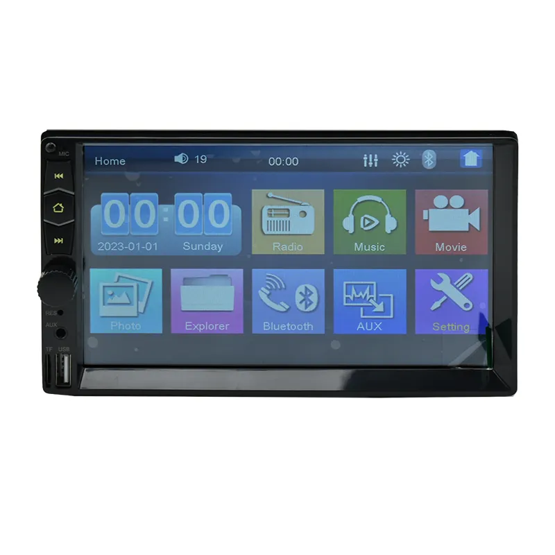Lecteur mp5 de voiture 7 "avec support d'écran tactile vidéo BT USB FM Mirror Link RearView stéréo universel de voiture