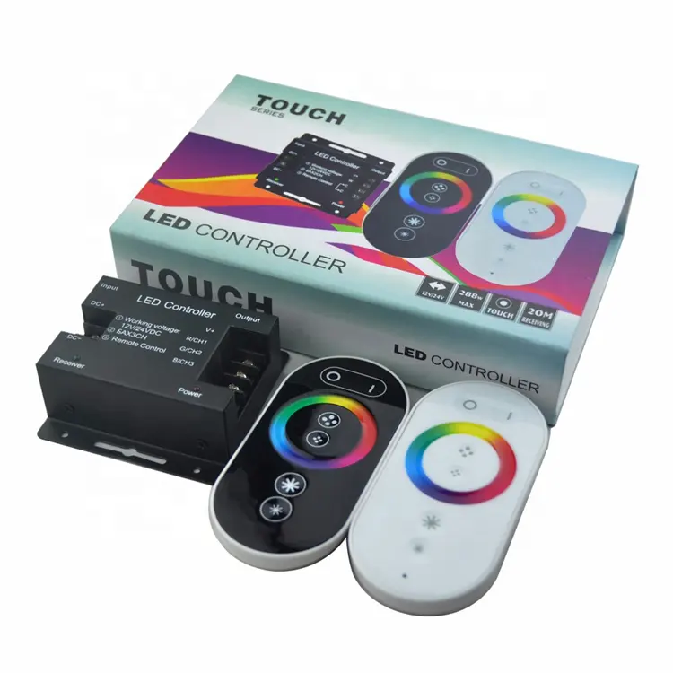 12-24V 18A RF عن بعد لاسلكية لوحة اللمس لوحة RGB LED تحكم وحدة تحكم ل 5050 3528 RGB الخفيفة RGB المراقب المالي