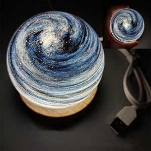Decorative <b>Ball</b> <b>Luminous</b> Glass Sphere Moon Lamp Exquisite Decorative <b>Balls</b> Home Accessories Desktop Ornament 3d Moon - Product Image 3