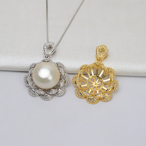 Colgante de Plata S925 con Perla de 15-16 mm, Accesorios de Joyería Personalizados de Moda, Producto Semiterminado 807 - Product Image 1