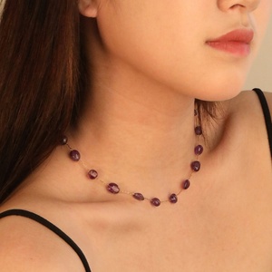 Collar de Piedras Naturales con Cuentas de Amatista, Estilo Bohemio, de Acero Inoxidable, para Mujer, para Bodas, Fiestas y Compromisos - Product Image 3