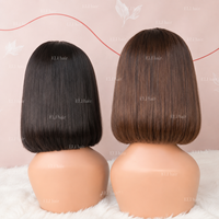 Perruques Courtes Bob 13x4 Lace Frontal en Cheveux Humains Vierges Péruviens Naturels Bruts, Couleur Naturelle, Vente en Gros à Prix Abordable pour Femmes Noires