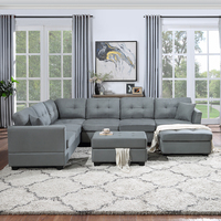 Kostenloser Versand Minimalistische Tiefe Sektionalsofas Große Modulare Couch U-förmige Graue Sofas
