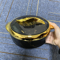 Ensemble de 3 casseroles isothermes peu encombrantes de 1,5 L, 2 L et 2,5 L avec bouton doré incurvé, plat de service thermique pour le Ramadan, l'iftar et la restauration africaine