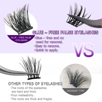 Extensions de cils synthétiques auto-adhésives sans colle, style européen et américain, naturelles et segmentées, pour l'exportation transfrontalière