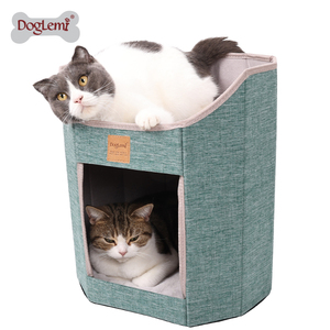 Vente en gros pliable Cat <span class=keywords><strong>Cube</strong></span> Condo intérieur imprimé Animal Lit Cave Surface de pose résistante aux rayures pour chats Dormir Canapé-lit - Product Image 1