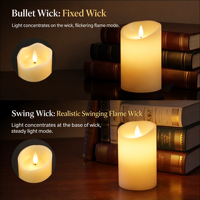 Bougie LED sans flamme à piles, à effet de flamme vacillante et mobile, en cire véritable, télécommandée, pour mariages