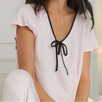 Ensemble de pyjama élégant et décontracté pour femme Beefey, léger, respirant, à manches courtes, taille élastique, vêtements de nuit confortables
