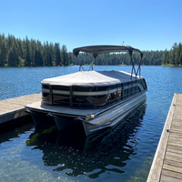 Nouveau design de luxe, bateau ponton sportif en aluminium de 9 m (30 pieds) avec direction hydraulique pour la navigation et les sports nautiques en plein air