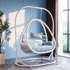 Chaise suspendue basketchair extérieure balançoire en bois rotin patio 2, chaises de siège table suspendue oeuf chaise bulle balançoire ronde suspendue/ - Product Image 2