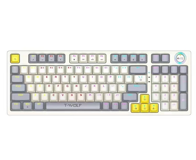 T50 Optical Switch Wired RGB Macro Gaming Mechanical Keyboard with 97 Keys Knob Module Latency Playing