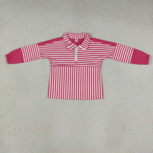 Camisa Casual de Manga Larga a Rayas para Niñas con Cuello Camisero y Cierre de Cremallera, Ajuste Holgado de Spandex/Poliéster, Estilo Chino - Product Image 5