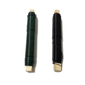 Juego de alambre para envolver flores verdes con alambre de encuadernación de hierro con palo de madera para arreglos florales