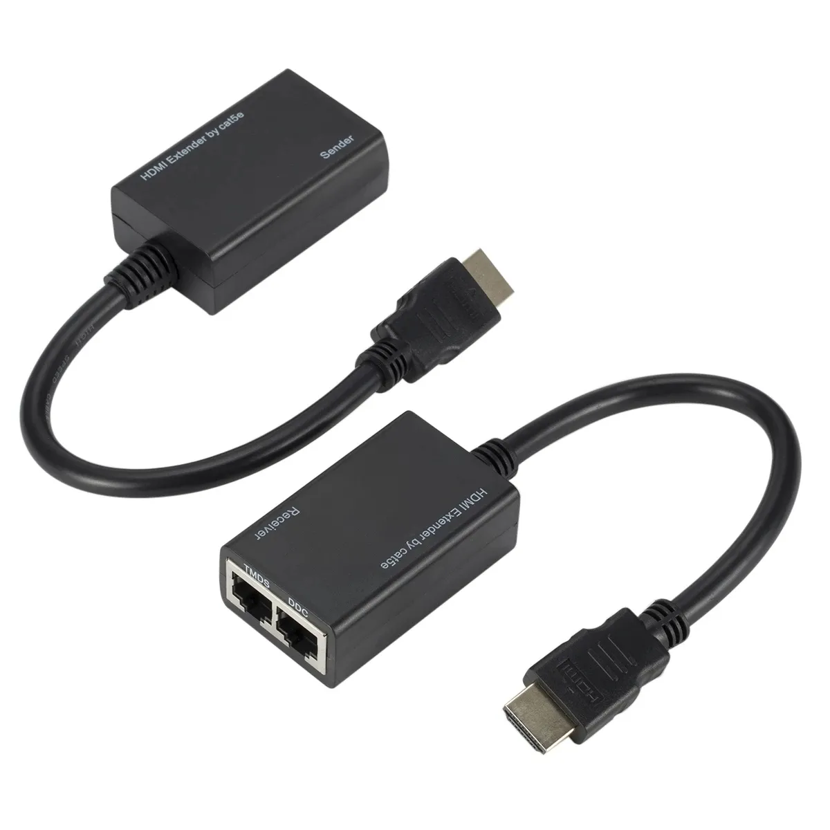 Penambah Jangkauan HDMI Plastik 30M Oleh Double UTP CAT5e/6 Kabel Hitam Mendukung 1080P Mini Plug And Play 30M Hdmi Extender