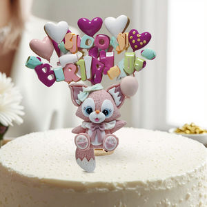 Dessin animé <span class=keywords><strong>Action</strong></span> 3D Argile Polymère Bleu Lapin Ours Enfants Cadeau D'anniversaire Décoration De Gâteau Renard Rose Animation Dérivés En Gros - Product Image 5