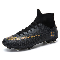 Chaussures de football à crampons mi-hautes tendance pour femmes, hommes, jeunes et enfants, avec semelle antidérapante pour l'entraînement